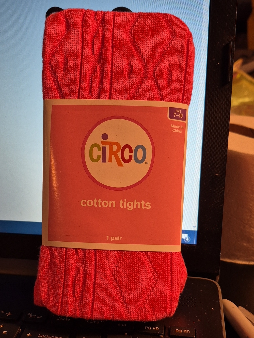 Set Of 2 Pairs Circo Bright Pink Cotton Tights — Cable Knit Design